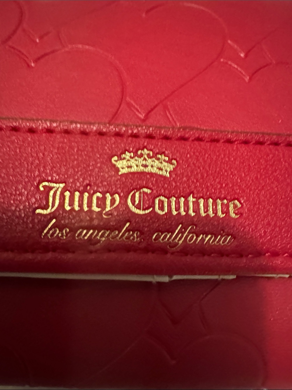 Juicy Couture Red Women's Wallet - Embossed Heart Design strap crossbody